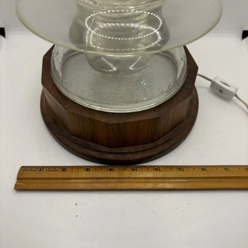 Vintage Corning Pyrex Lamp Leviton 271 120V 7W‎ Single Bulb Wooden Base USA